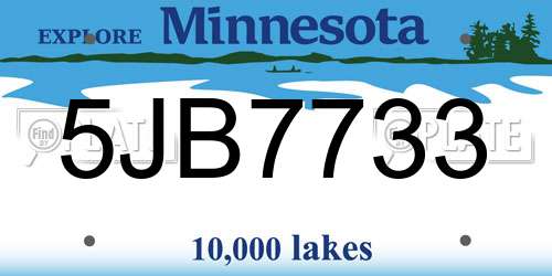 5JB7733 Minnesota License Plate