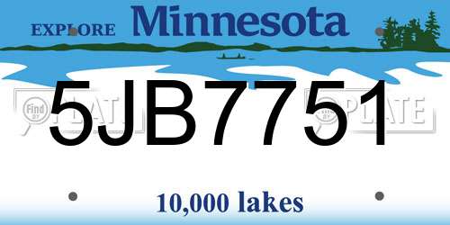 5JB7751 Minnesota License Plate