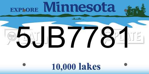 5JB7781 Minnesota License Plate
