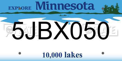 5JBX050 Minnesota License Plate