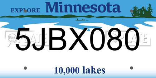 5JBX080 Minnesota License Plate