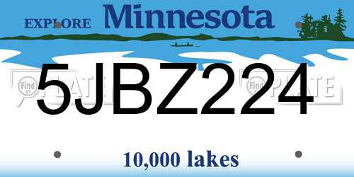 5JBZ224 Minnesota License Plate