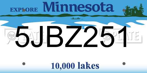 5JBZ251 Minnesota License Plate