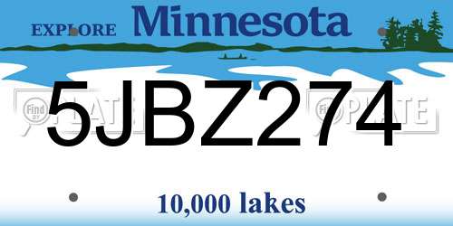 5JBZ274 Minnesota License Plate