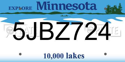 5JBZ724 Minnesota License Plate