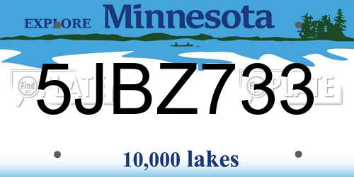 5JBZ733 Minnesota License Plate