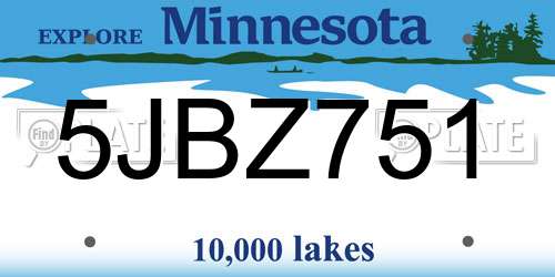 5JBZ751 Minnesota License Plate