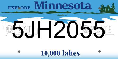 5JH2055 Minnesota License Plate