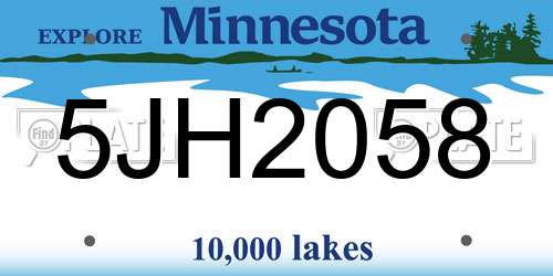5JH2058 Minnesota License Plate
