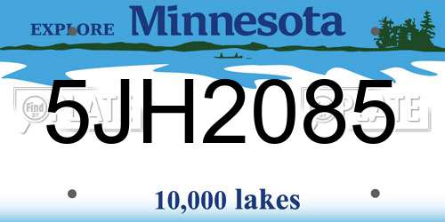 5JH2085 Minnesota License Plate