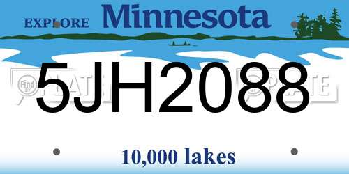 5JH2088 Minnesota License Plate