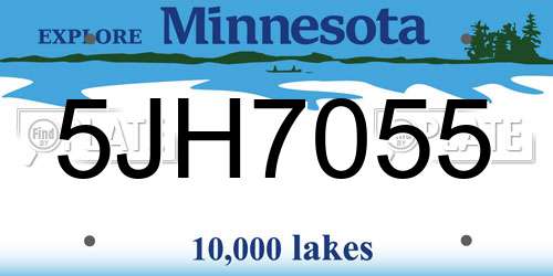 5JH7055 Minnesota License Plate
