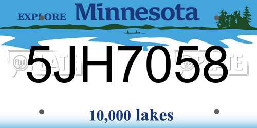 5JH7058 Minnesota License Plate