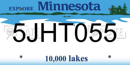 5JHT055 Minnesota License Plate