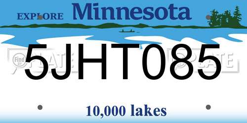 5JHT085 Minnesota License Plate