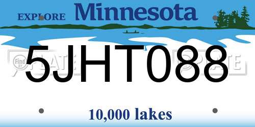 5JHT088 Minnesota License Plate