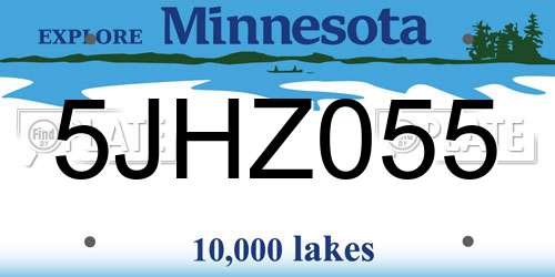 5JHZ055 Minnesota License Plate