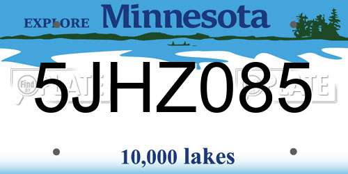 5JHZ085 Minnesota License Plate