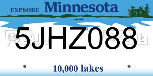 5JHZ088 Minnesota License Plate