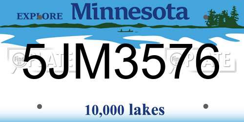 5JM3576 Minnesota License Plate