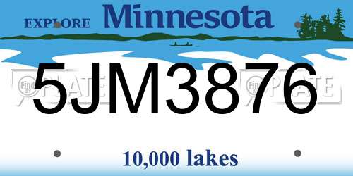 5JM3876 Minnesota License Plate