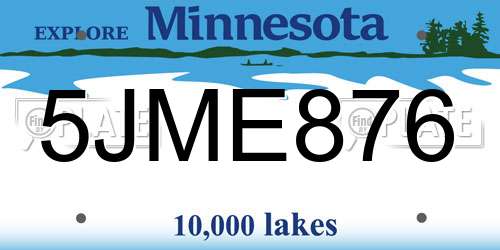 5JME876 Minnesota License Plate