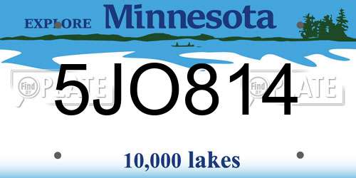 5JO814 Minnesota License Plate