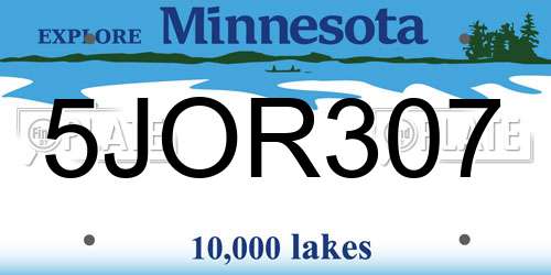 5JOR307 Minnesota License Plate