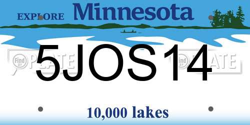 5JOS14 Minnesota License Plate