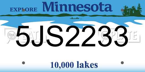 5JS2233 Minnesota License Plate