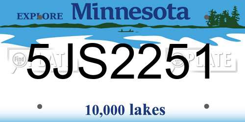 5JS2251 Minnesota License Plate