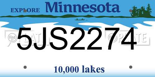 5JS2274 Minnesota License Plate