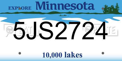 5JS2724 Minnesota License Plate