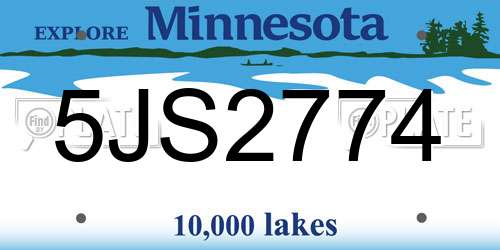 5JS2774 Minnesota License Plate