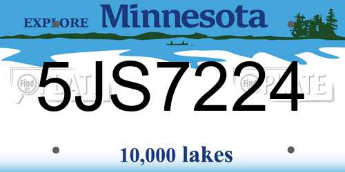 5JS7224 Minnesota License Plate