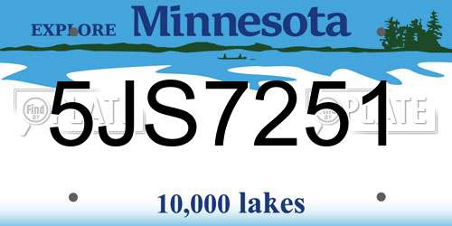 5JS7251 Minnesota License Plate