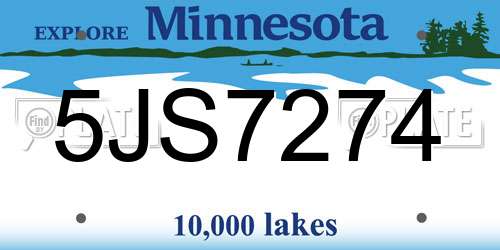 5JS7274 Minnesota License Plate