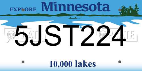 5JST224 Minnesota License Plate