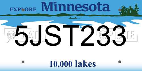 5JST233 Minnesota License Plate