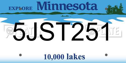 5JST251 Minnesota License Plate