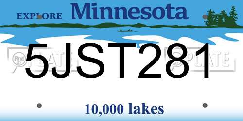 5JST281 Minnesota License Plate