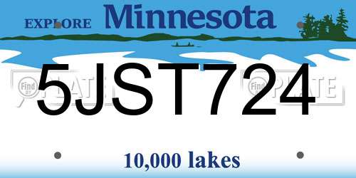 5JST724 Minnesota License Plate