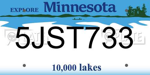 5JST733 Minnesota License Plate