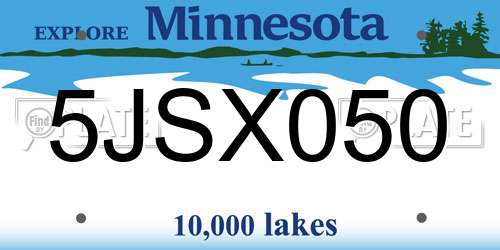 5JSX050 Minnesota License Plate