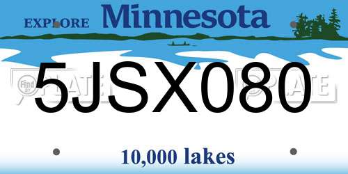 5JSX080 Minnesota License Plate
