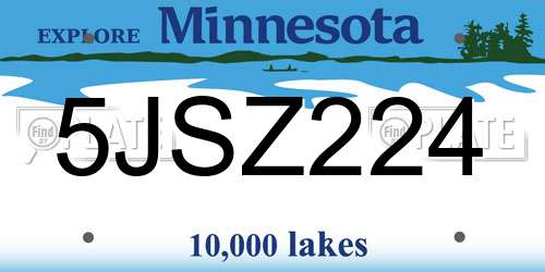 5JSZ224 Minnesota License Plate