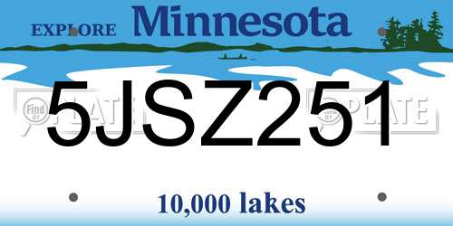 5JSZ251 Minnesota License Plate