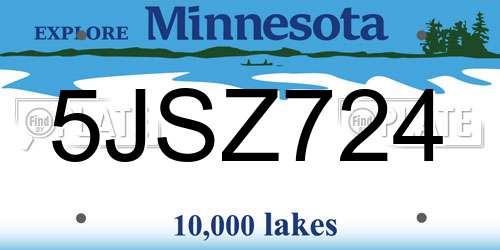 5JSZ724 Minnesota License Plate