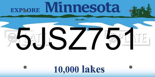 5JSZ751 Minnesota License Plate