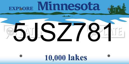 5JSZ781 Minnesota License Plate
